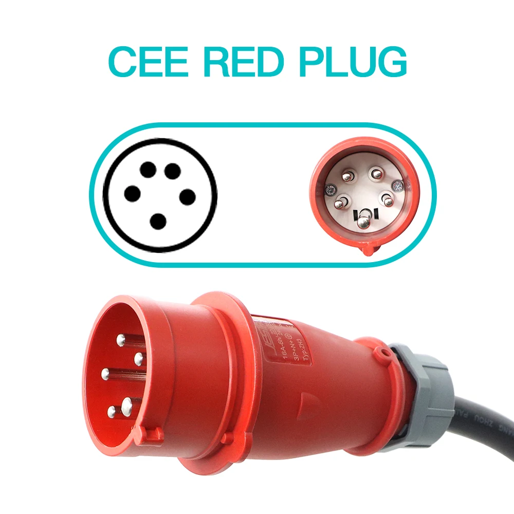 Adjustable Current Ev Charger GBT 11kw 16A 3P Charging For Electric Vehicle Chinese PHEV Hybrid Cars Wallbox 5M CEE Red Plug