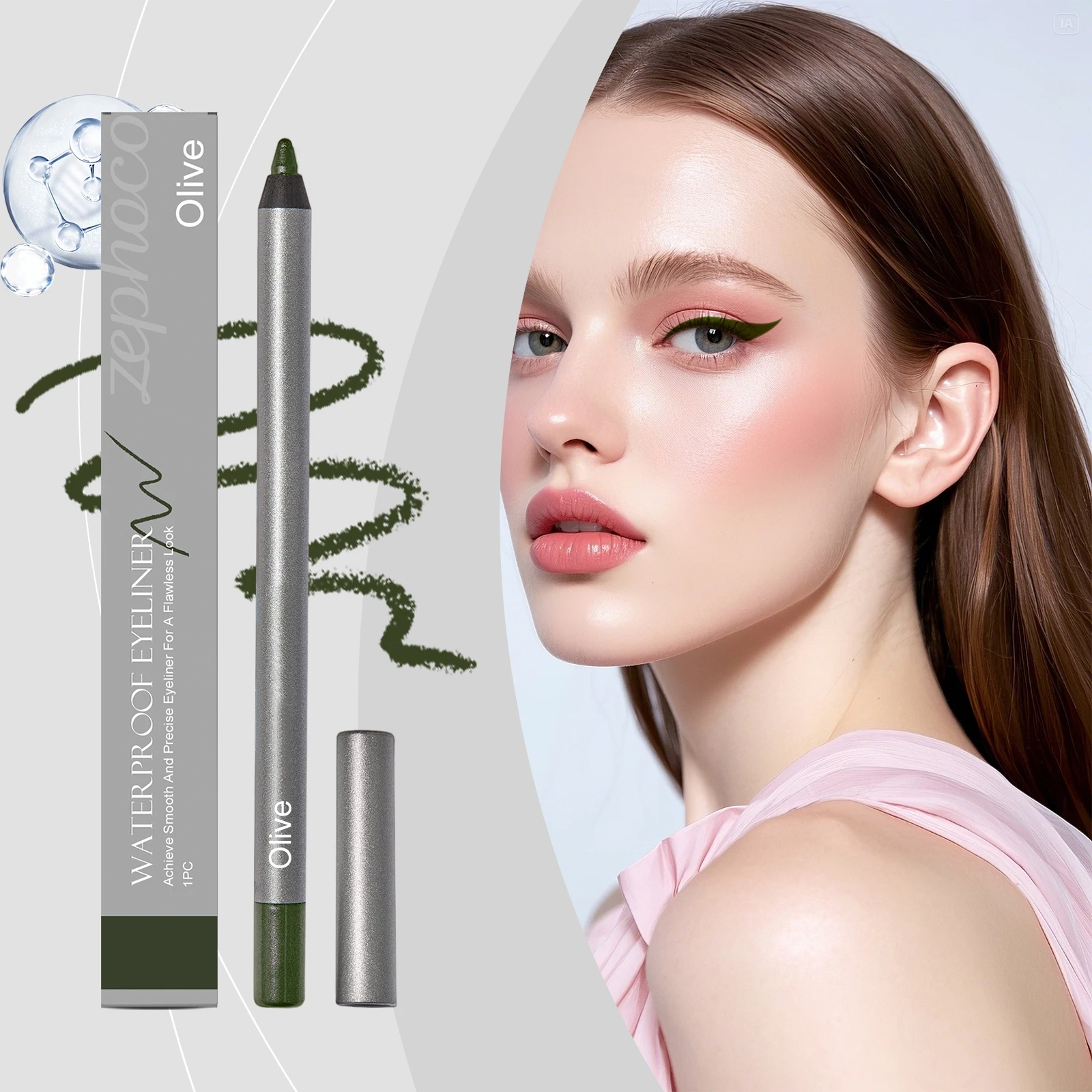 

Long-Lasting Smooth Eyeliner Pencil (Olive Color), Natural Contouring & Lining, Silky Texture, Smudge-Proof Makeup Eyeliner