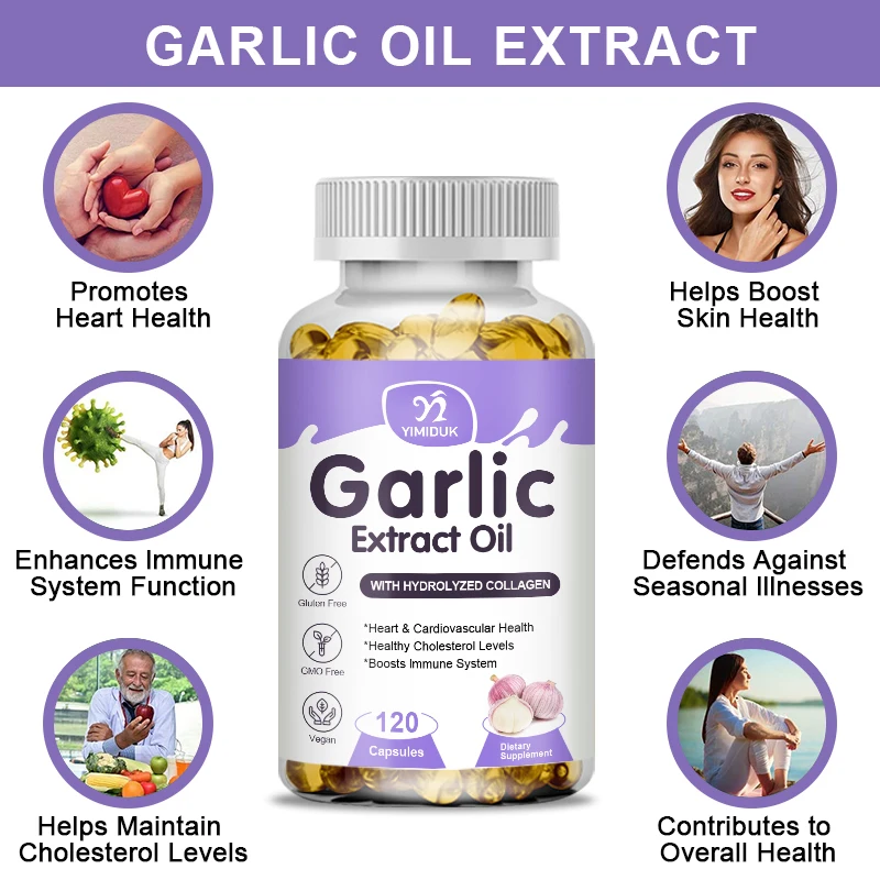 Garlic Oil Capsules Lowering Cholesterol Boosts Immunity Improves Support Cardiovascular Brain Health Balance Blood Sugar Detox