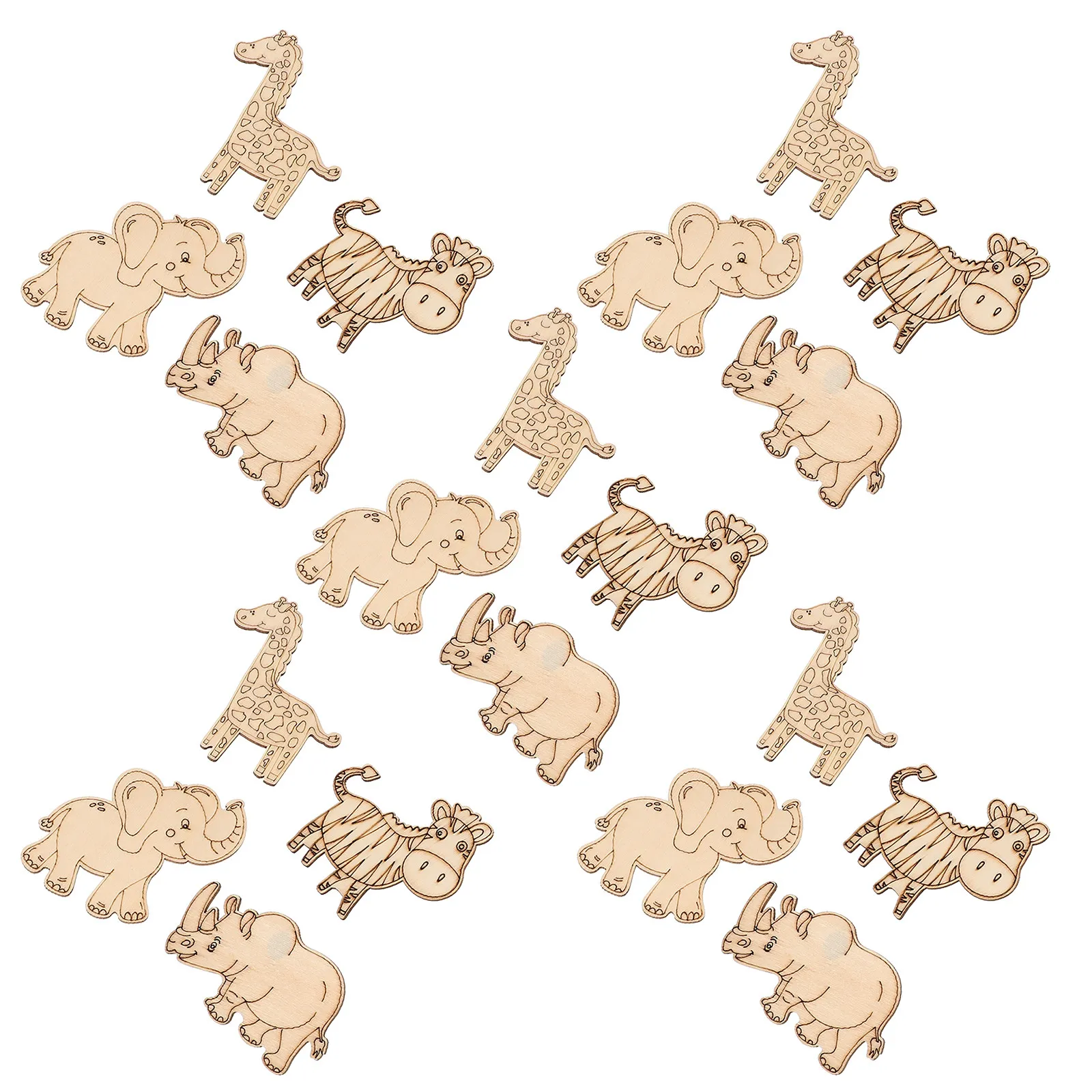 

40Pcs Blank Wooden Animal Slices Unfinished DIY Craft Cutouts for Painting Decorating Stickers Markers Embossing Creative Wood
