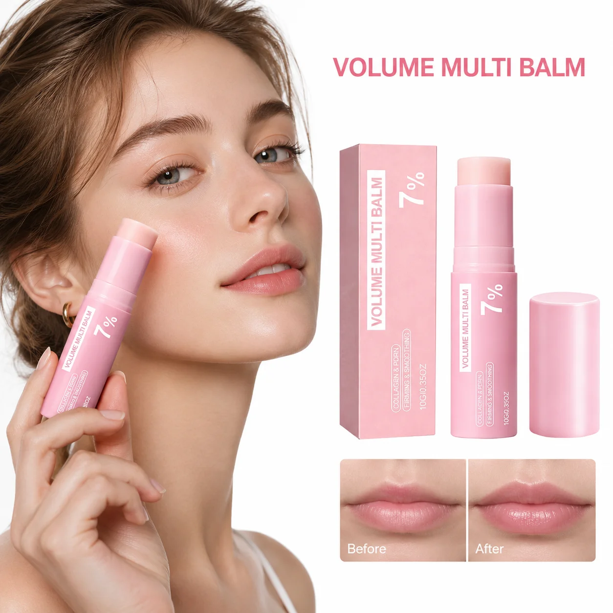 Multi Purpose Moisture Stick Collagen Beeswax Nourishing Balm for Dry Lips Cheeks Eye Area Neck Elbows and Makeup Prep