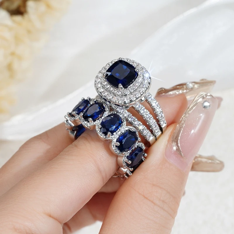 Europe and The United States Fashion Shining Double Layer Ring Ladies Luxury Exquisite Wedding Banquet Jewelry Gifts
