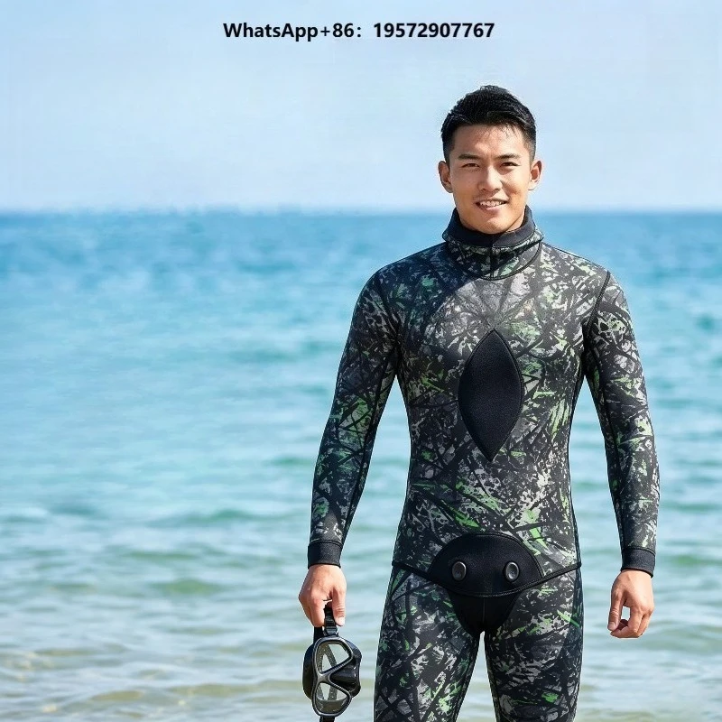 Custom Tailored Neoprene Split Spearfishing Wetsuit Camo Super Stretch Freediving Diving Suit Men Women Cold Water Snorkeling