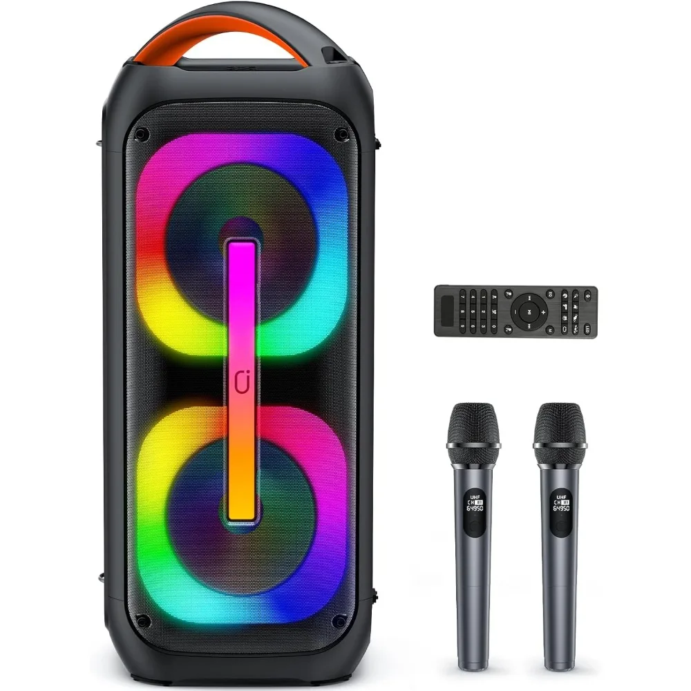 

Karaoke Machine with 2 Wireless Microphones, 【Dual 60W 6.5"Subwoofer & 400W Peak】Big Loud Bluetooth Party Speaker with Disco Lig