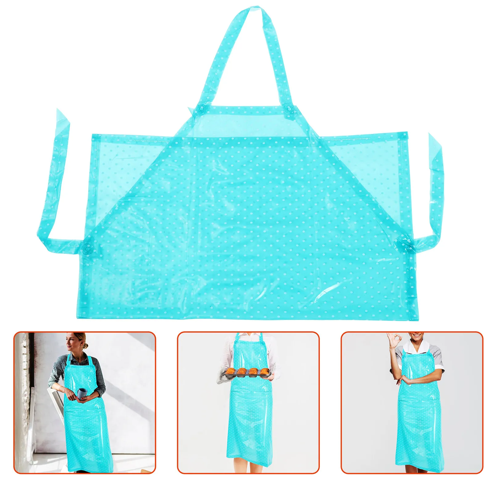 

1 шт. Жиро- и водонепроницаемый прозрачный фартук из ПВХ для кухни, многоразовый, без рукавов, зеленый