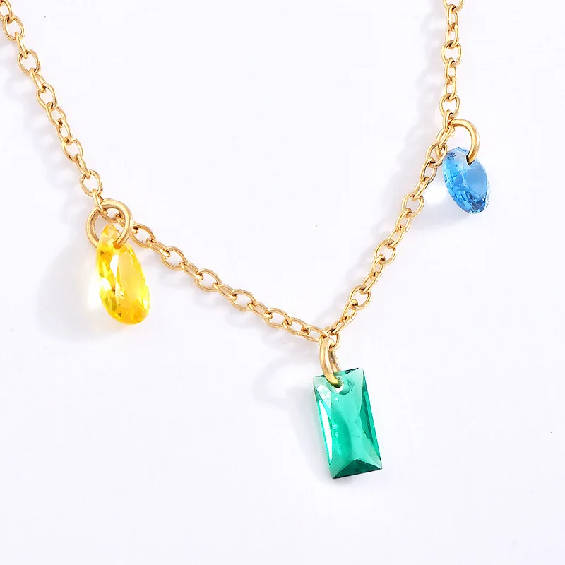 K-Style of Sweet Summer Dreamy Seven-Color Rainbow Zircon Bracelet, Fashionable and Personalized 18K Gold Plated, Handmade Style