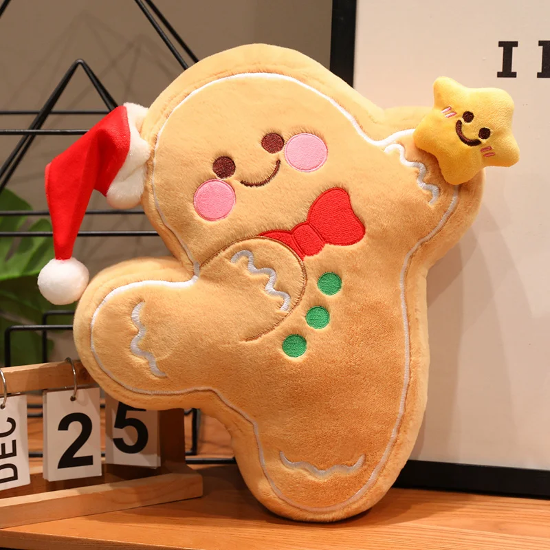 Hot Star Wish Gingerbread Man Plush Kawaii Sweet Doll Christmas Biscuit Lovely Toy Pillow Cushion Soft Gift For Kids Friend