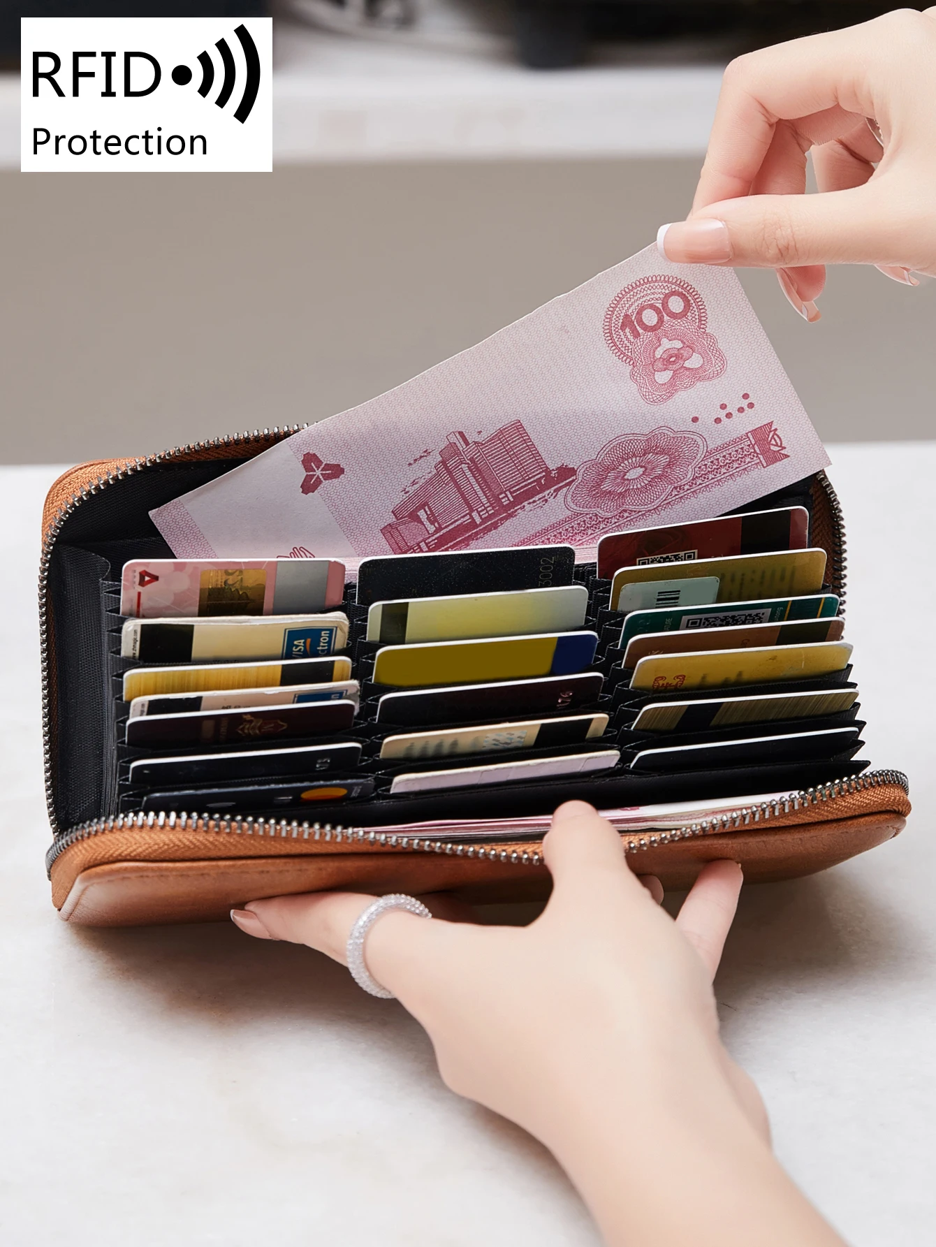 RFID anti-theft accordion-style women's card holder retro leopard print multi-card slot wallets portable bank card and ID clutch