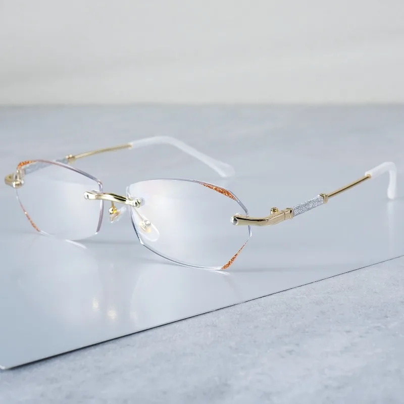 Anti-Blaulicht-Lesebrille für Damen, rahmenlos, hochauflösend, Vintage-Stil, ultraleicht, hochwertige Brille – Detail 3