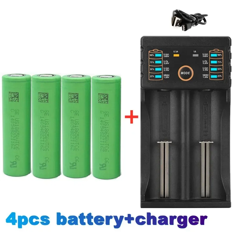 New 18650 VTC6 3.7V 3000 mAh battery is originally suitable for US18650 Sony 30A, toy tools, flashlight battery+USB charger