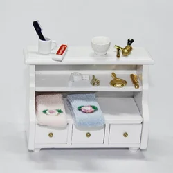 1/12 Dollhouse Miniature Furniture Wooden Toilet Bathroom Shelf Drawer Cabinet