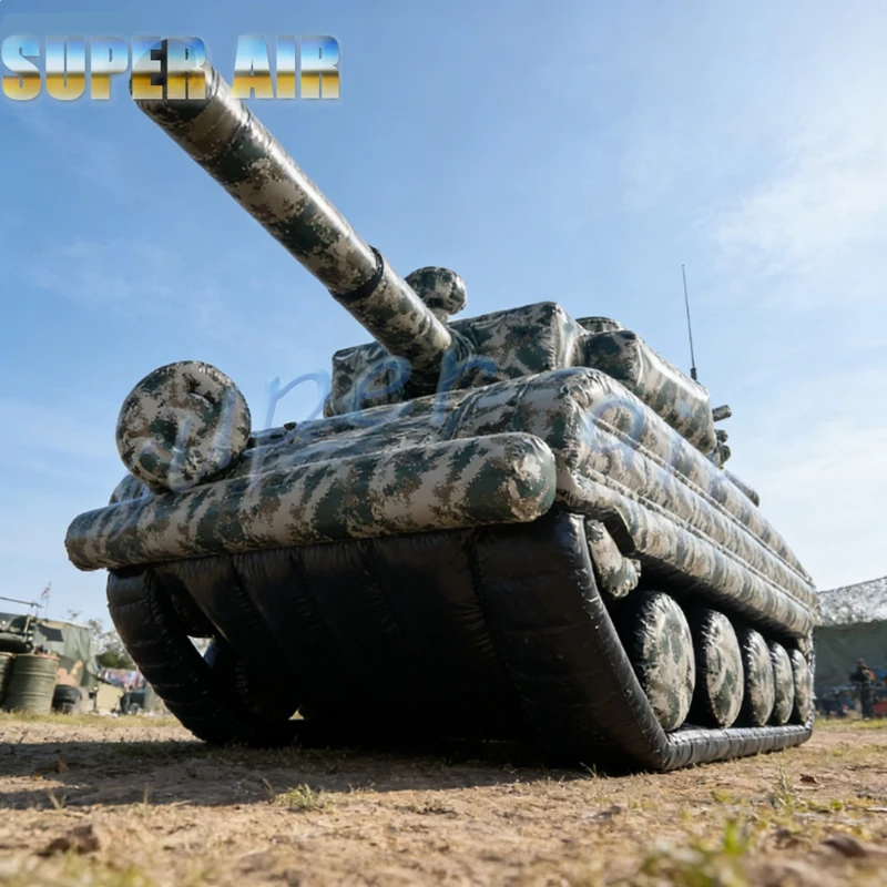 Life-Size Realistic Camouflage Inflatable Military Tank Decoy Model for Military Field Training, Simulation Exercise