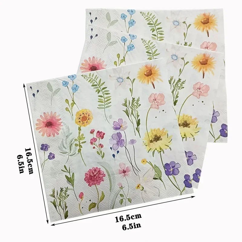 20pcs 33*33cm 2-Ply Colourful Wood Pulp Napkins Floral Style Party Decoration Paper Placemats Butterfly Bone Bart Paper