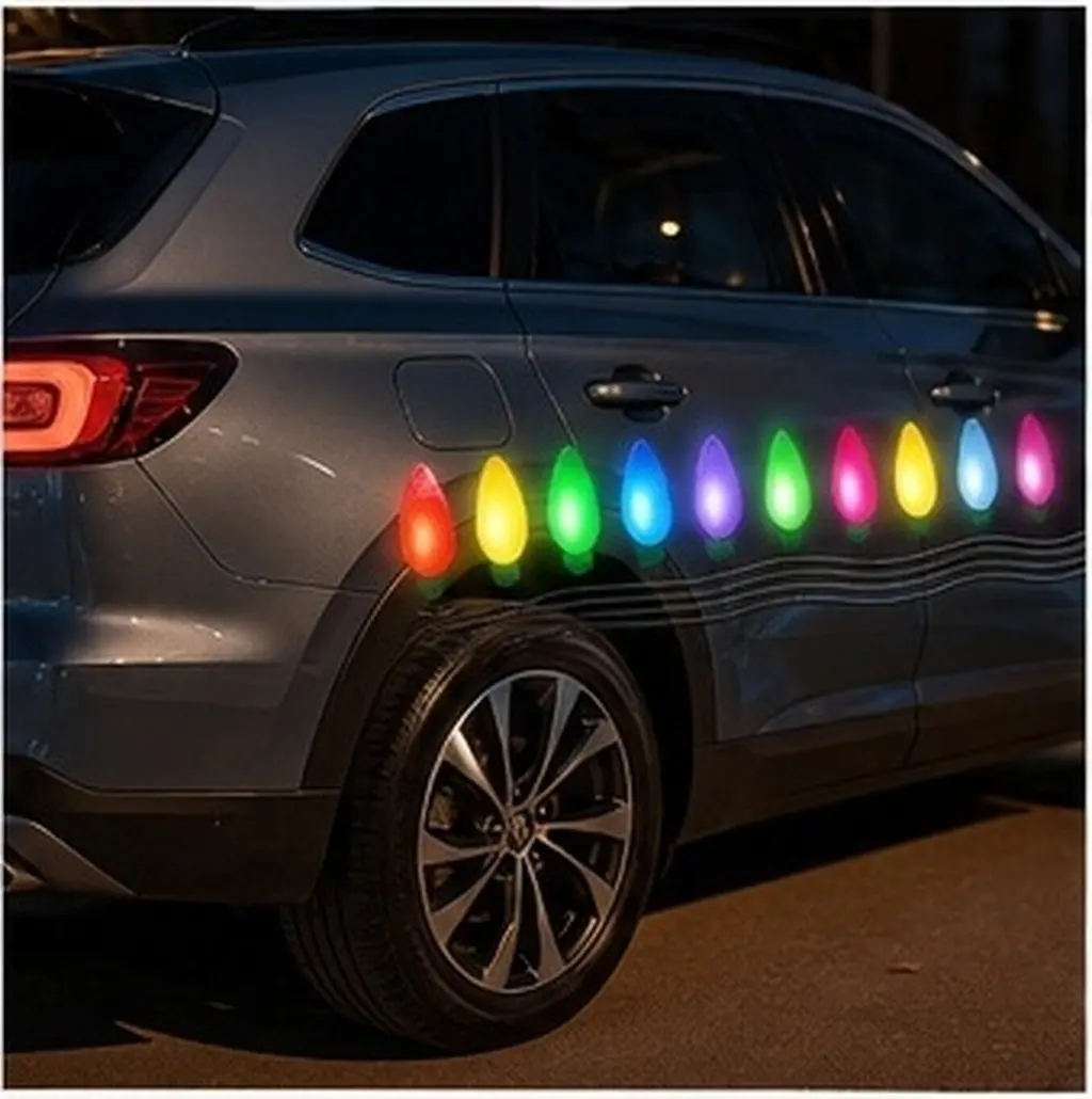 1Set Magnetic Bulb Stickers Honeycomb Reflective Car Christmas Lights for Vehicles Garage Door Refrigerator Metal Surfaces Safe