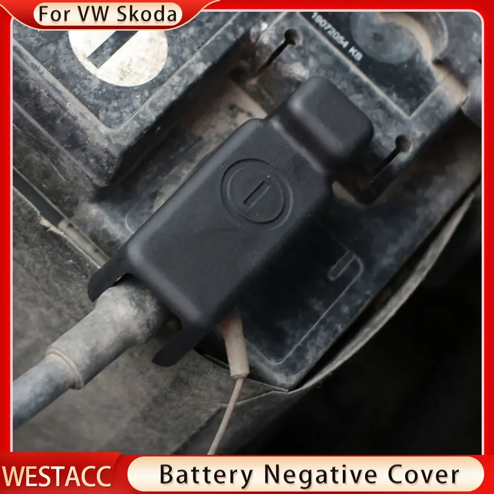 ABS Car Battery Negative Power Cover for Volkswagen VW Polo Jetta for Skoda Fabia Rapid Battery Protection Covers Accessories