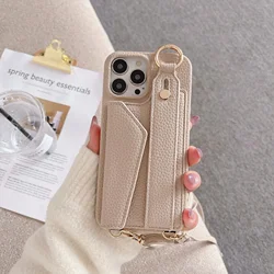 Crossbody Wrist Strap Wallet Leather Cover for IPhone 17 Air 16 15 Plus 14 13 Pro Max Phone Case with Card Slot Holder Lanyard