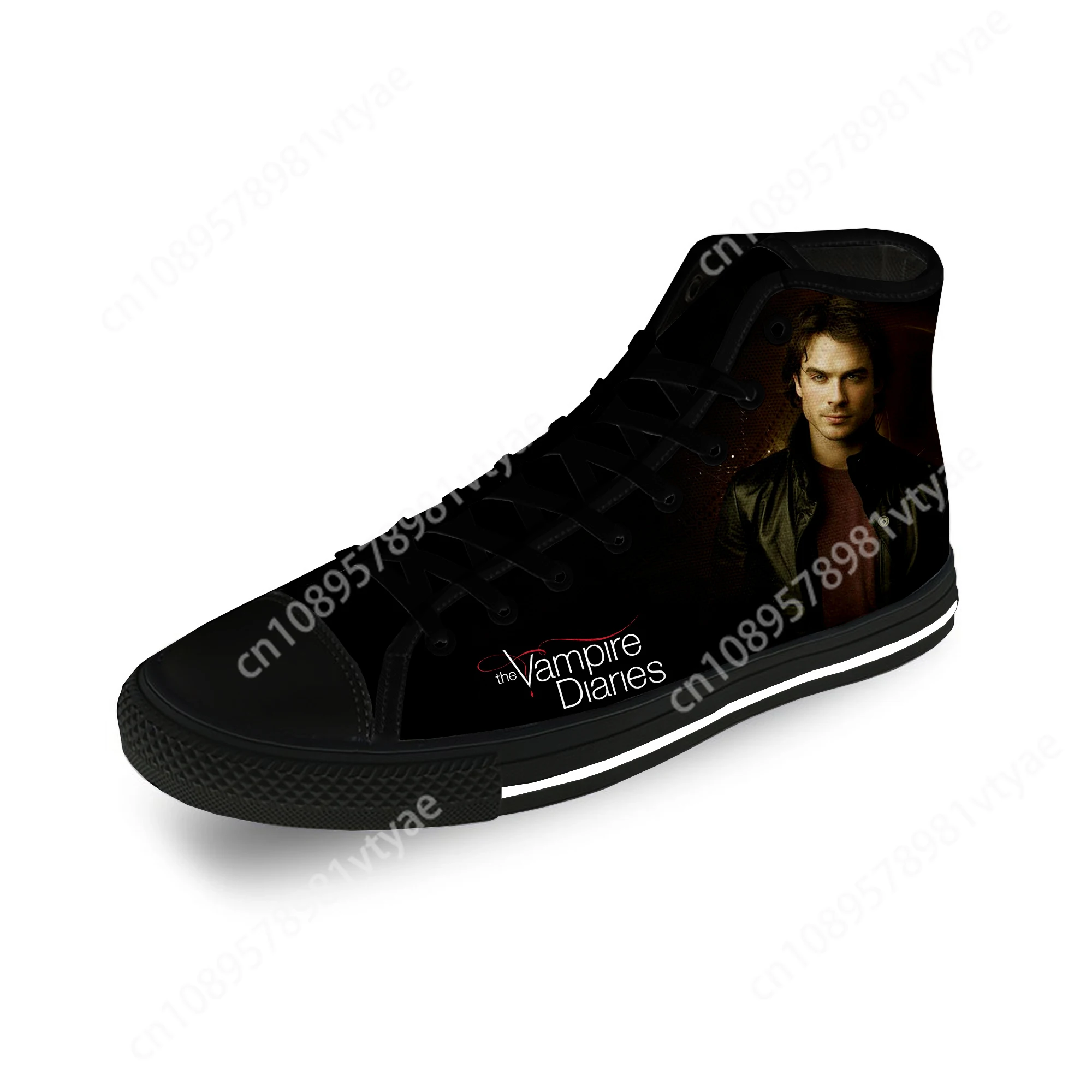 The Vampire Diaries Damon Salvatore Casual Cloth 3D Print High Top Canvas Shoes Men Women Lightweight Breathable Sneakers