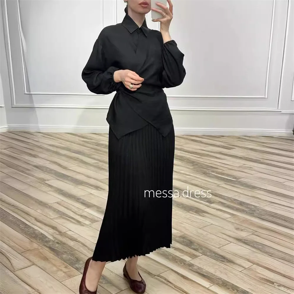 

024 spring new Europe and the United States cross-border female fashion temperament lace-up shirt pleated skirt casual two sets