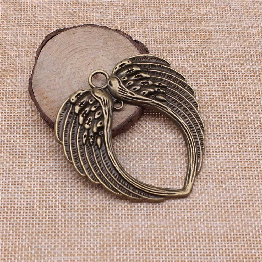 4pcs 74x69mm(2.91x2.72inch) 2 Colors Big Double Angel Wing Charms Jewelry Accessories Bulk