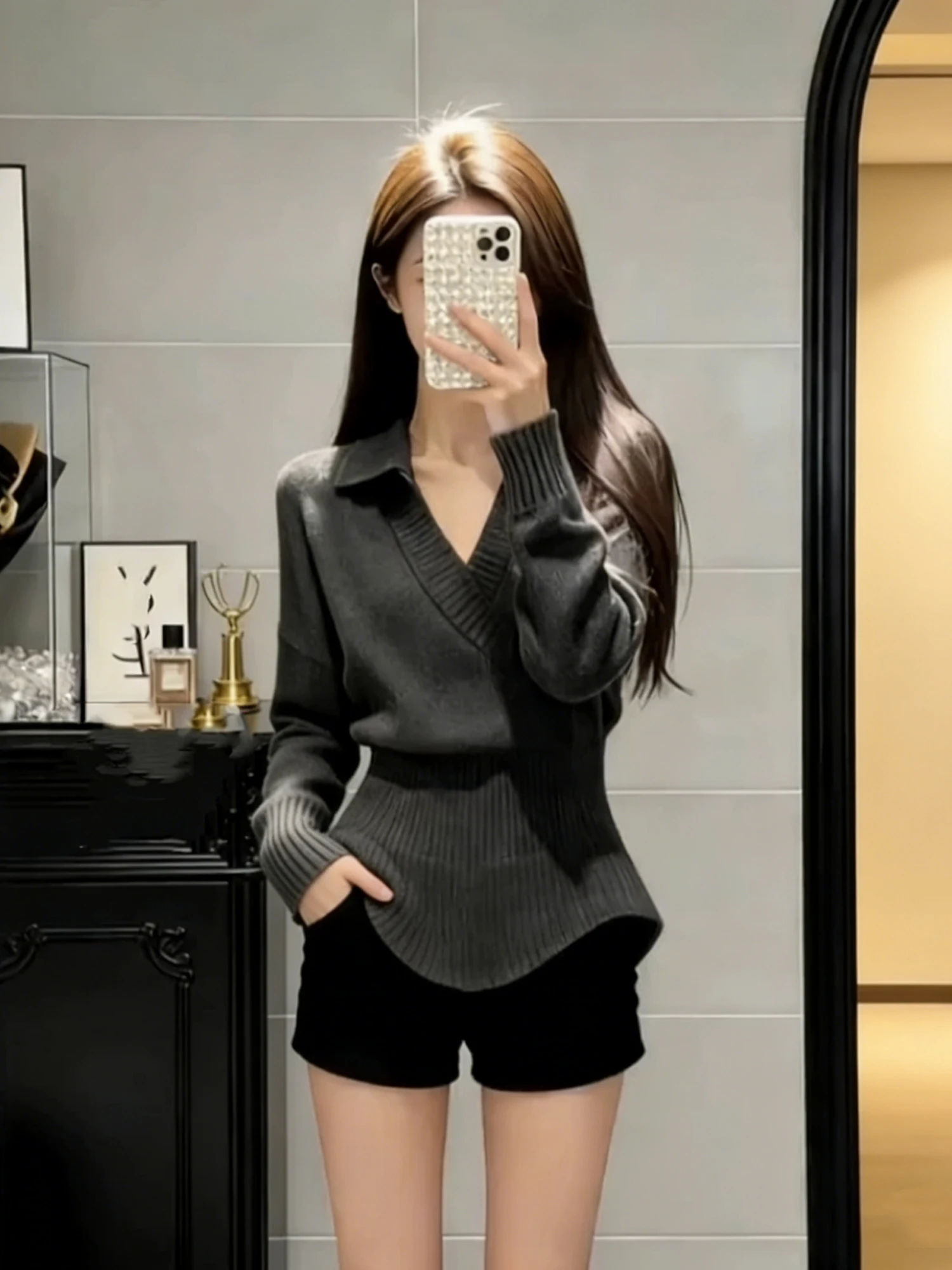 

Женский зимний вязаный свитер Ele V-Ne Long Sve, приталенный, уникальный, повседневный, привлекательный топ для прогулок