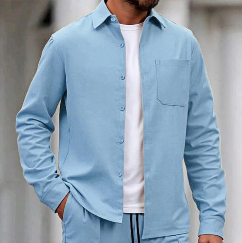 Lässiges, bequemes Langarm-Gehrock für Herren im neuen Stil für Frühling und Herbst, schlichtes, modisches Herren-Gehrock