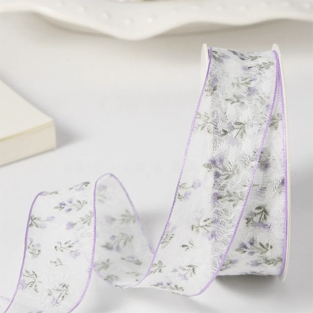 2.5cm/4cm Floral Fishnet Lace Trim 10 Yards Flowers Bouquet Packaging Floral Lace Ribbon Gift Wrapping Lace Ribbon Tape