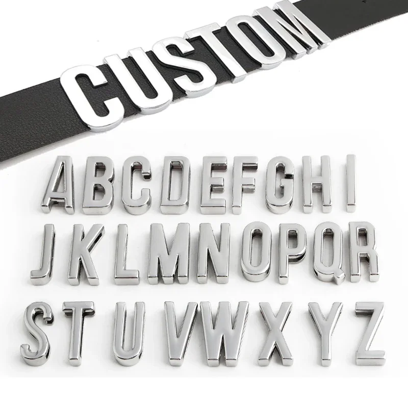 2PCS/26PCS A-ZSilver Metal Dog Collar Wearing Letters Shoulder Strap Mobile Phone Rope Belt Bracelet DIY Letter Buckle Slide