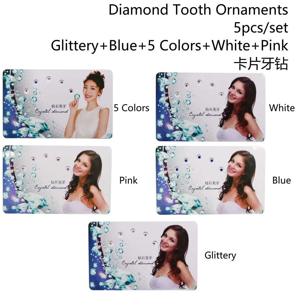 HBC 5packs Dental Tooth Gems Crystal Diamond Ornament Teeth Jewelry Gem Decoration Oral Hygiene Tooth Decoration