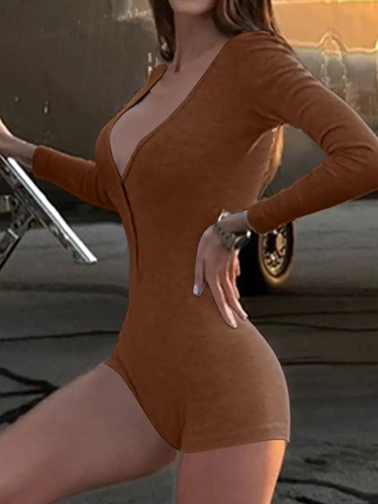 จั๊มสูทแขนยาวผ้าโพลีเอสเตอร์ สไตล์ยุโรปอเมริกัน แฟชั่นสตรีทแวร์ ทรงเข้ารูป สวมใส่สบาย เหมาะกับทุกวัน ใช้งานได้หลากหลาย