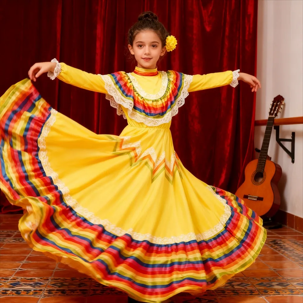 

Traditional Mexican Fiesta Dress for Kids Cultural Performance