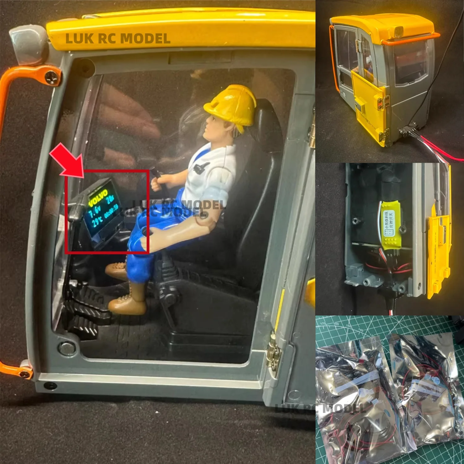 

Двойной E EC160E Экскаватор Оригинальные заводские аксессуары E010 Кабина ЖК-экран электронного дисплея Гидравлическая модель Экран дисплея DIY