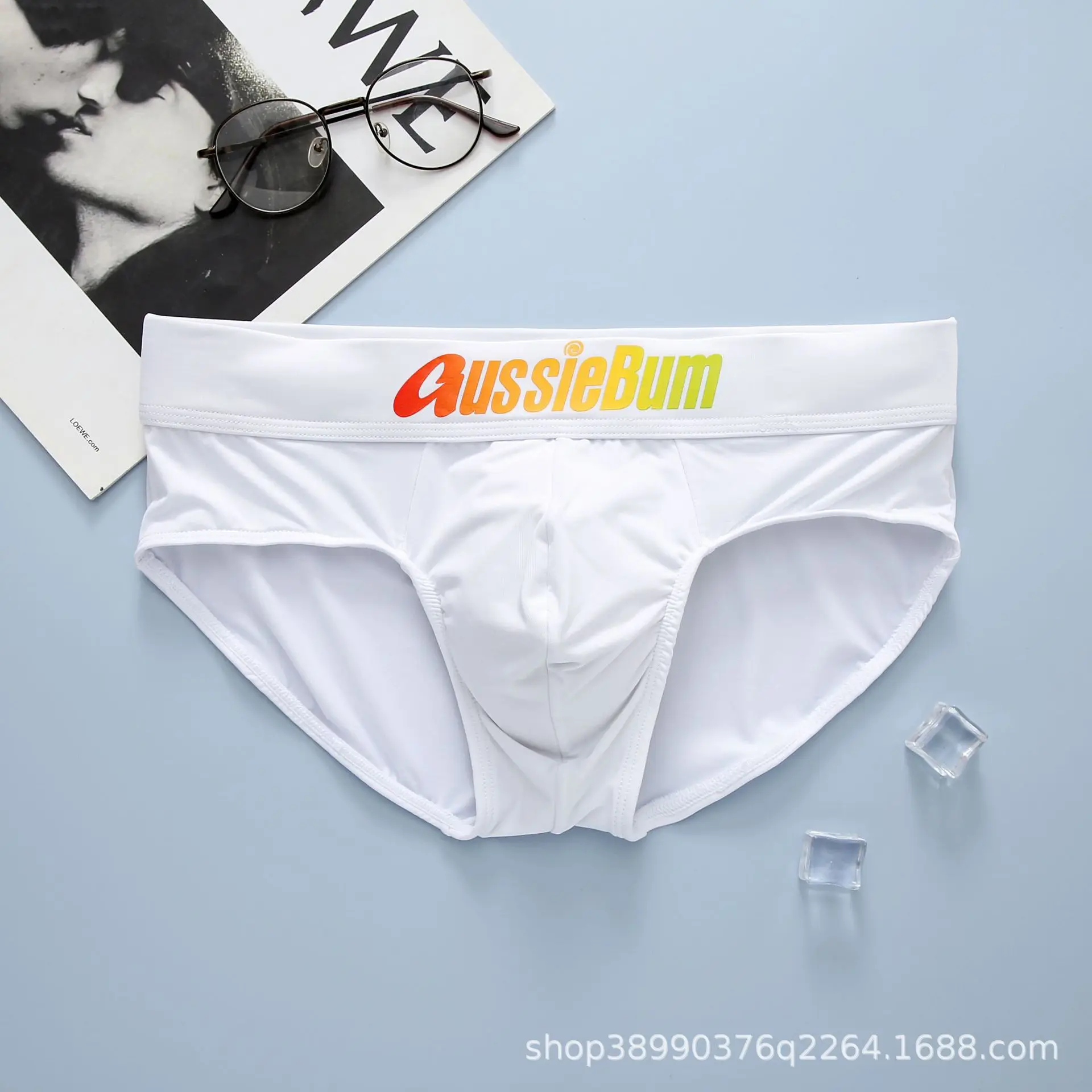 Aussiebum-Slip en soie de lait pour homme, bas audiélastique, confortable, sac convexe en U