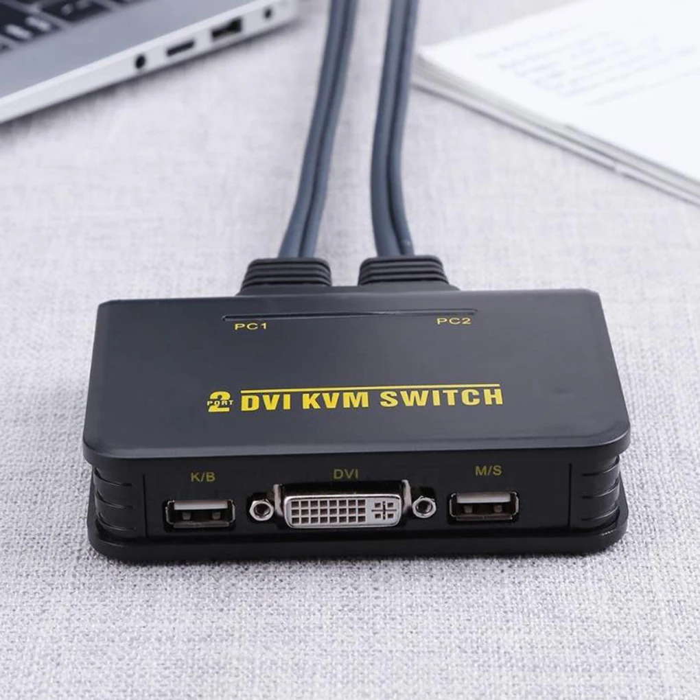 2 Port USB2 0 DVI KVM Switcher Switch Box 2 in 1 Audio Video Cable Keyboard Mouse HD Monitor KVM Switch