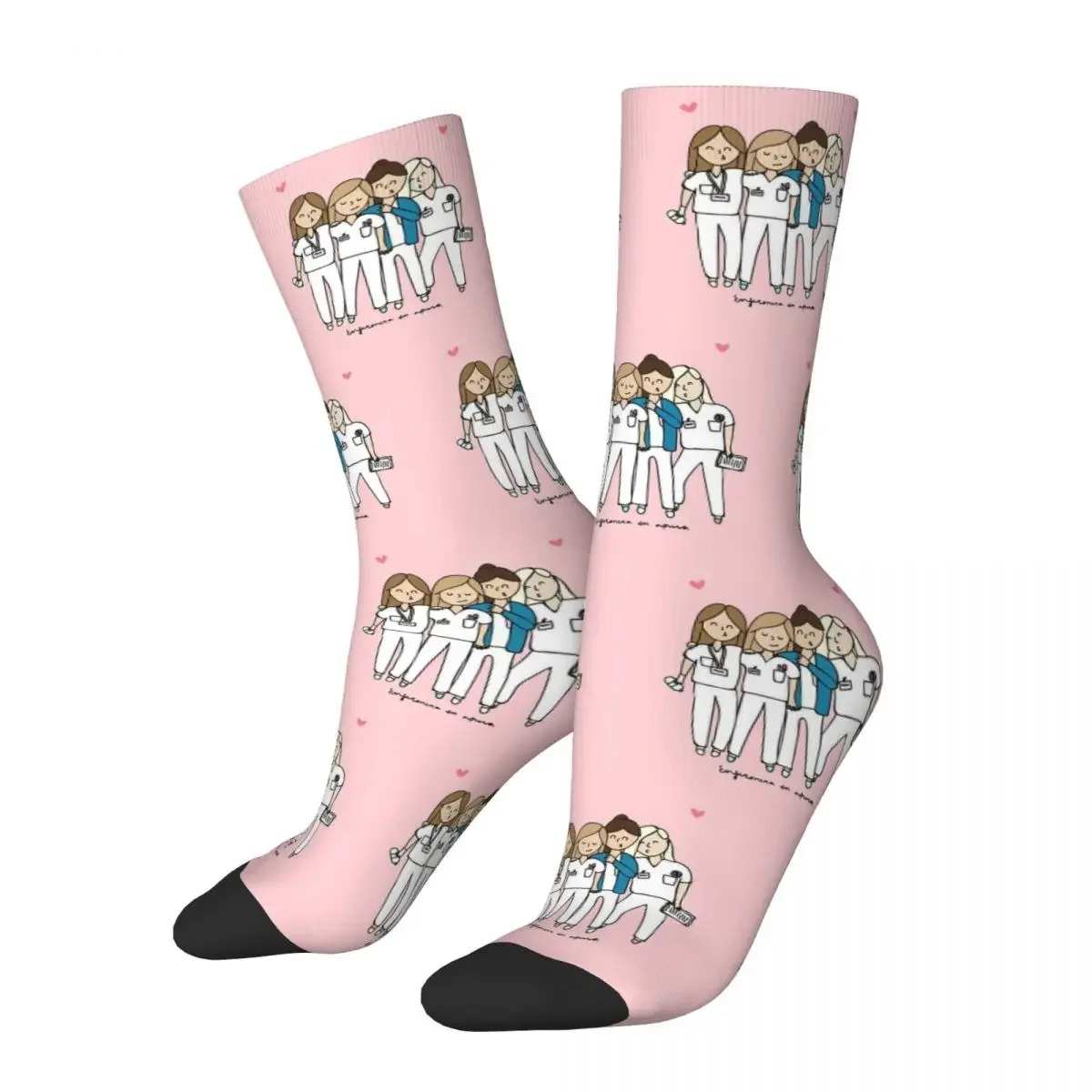 Funny Doctor Nurse Theme Socks Enfermera En Apuros Print Stockings for Unisex Sweat Absorbing Printing Socks