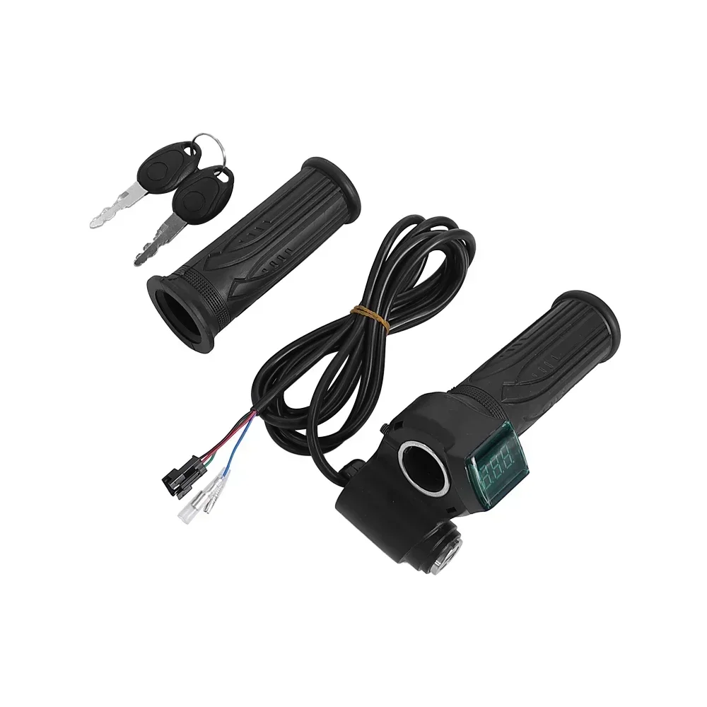 24/36/48/60 فولت LED عداد رقمي للدراجة الكهربائية سكوتر خنق قبضة مع مفتاح الطاقة LED عرض المقود إصلاح جزء