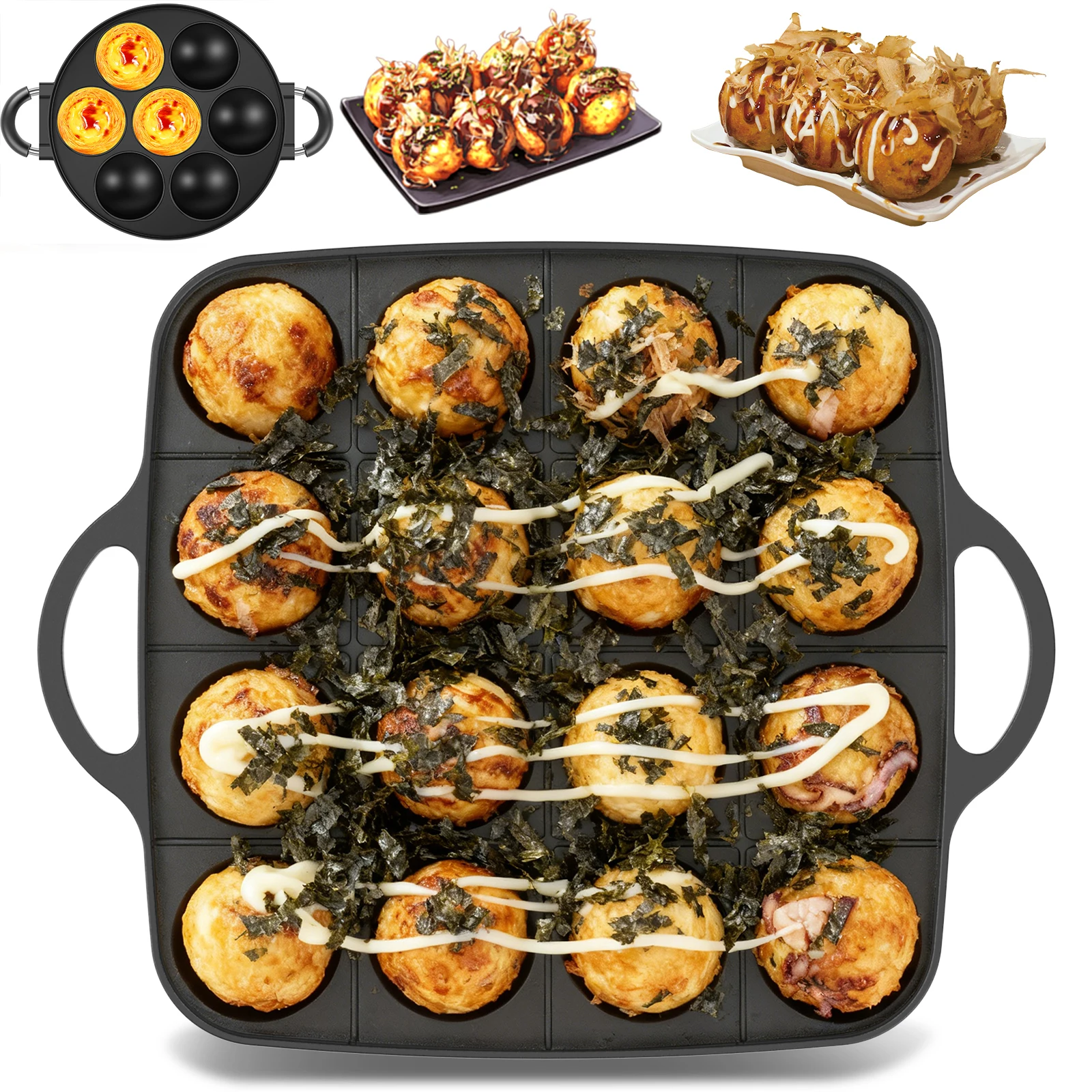 

7/16Hole Takoyaki Pan Cooking Cake Pan Skillet Kitchen Grill Pan Breakfast Egg Cooker Plate for Octopus Balls Pancake Cake Make