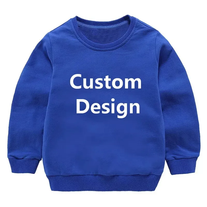 Children\'s pure cotton round neck hoodie with letter printing custom boy and girl hoodie top