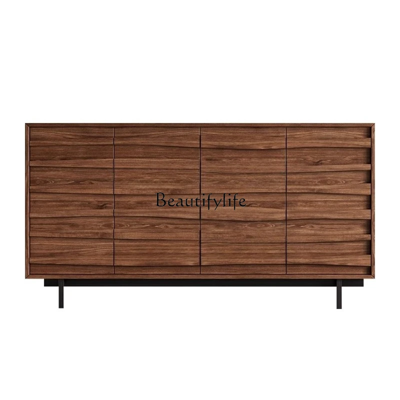 

North American black walnut shoe cabinet integrated with wall partition medieval entrance capacity retro locker
