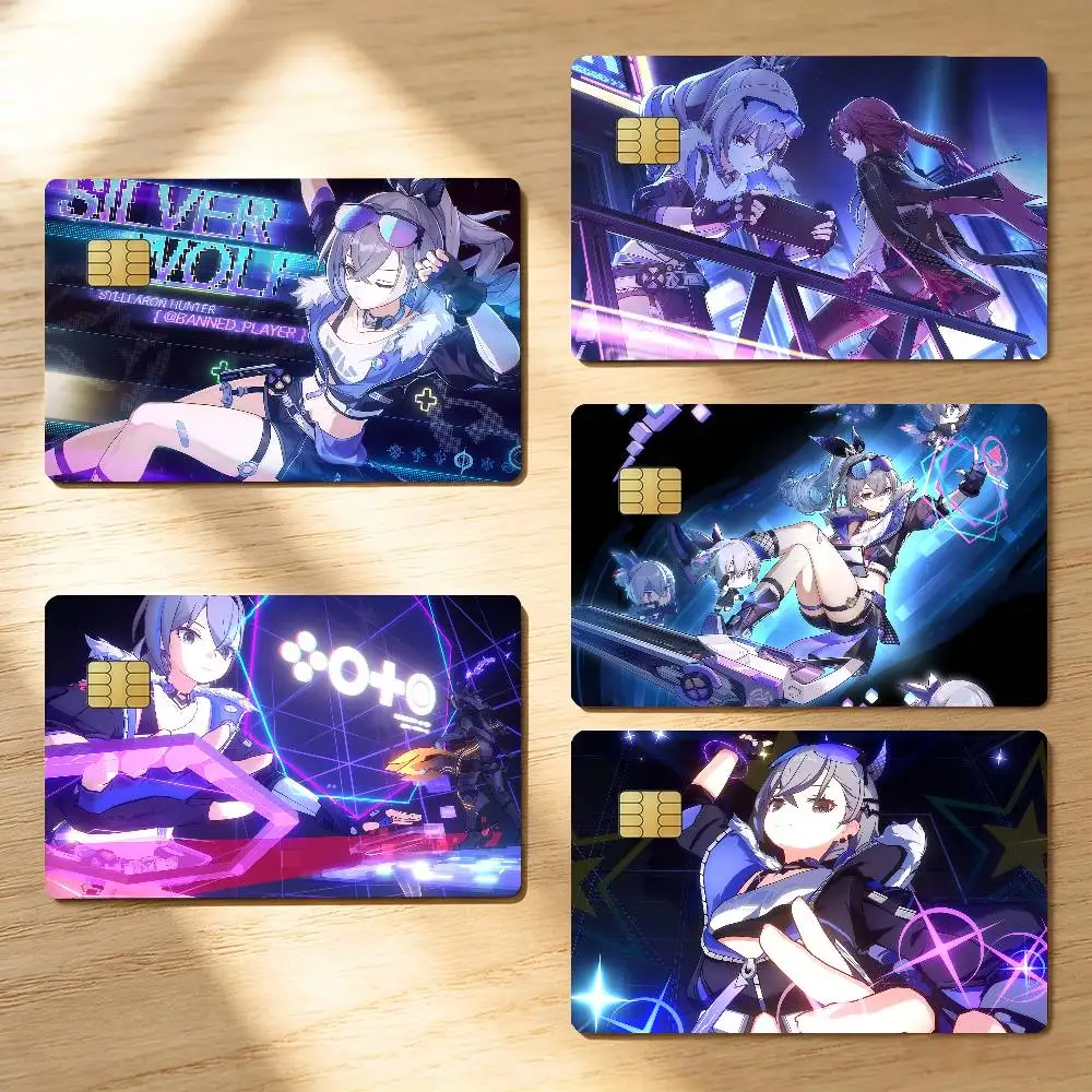 Honkai Star Rail Silver Wolf Credit Skin Cover Card Stickers 4PCS Film Bus Pass Front Decoration Bank Debit Waterproof