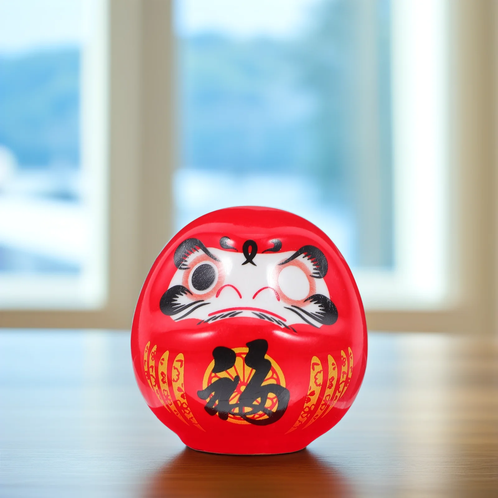 

6cm Statue Mini Japanese Figurine Ceramic Home Decor Lucky Gift Idea Desk Ornament Bodhidharma Egg Tabletop
