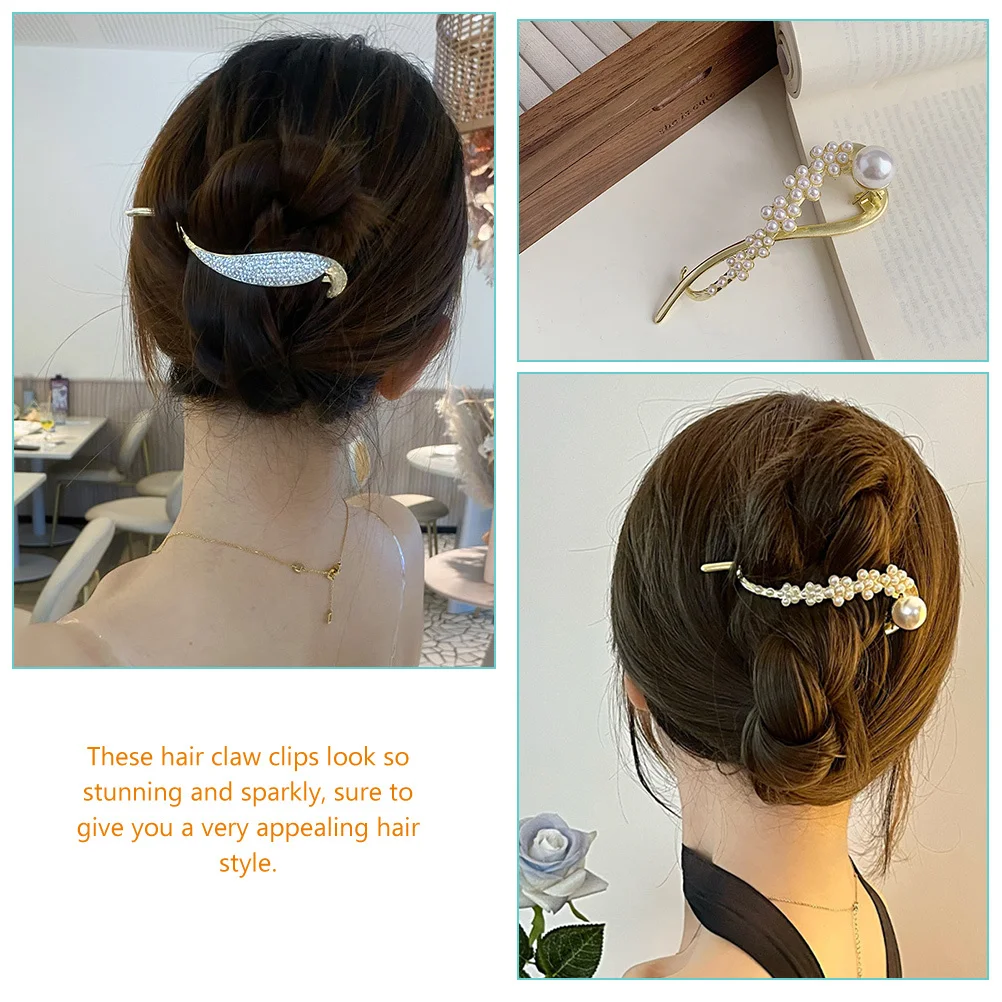 

2Pcs Rhinestone Hair Claw Clips Stylish Back Hair Clip for Women Decorative Accessory for Parties Birthdays Gifts