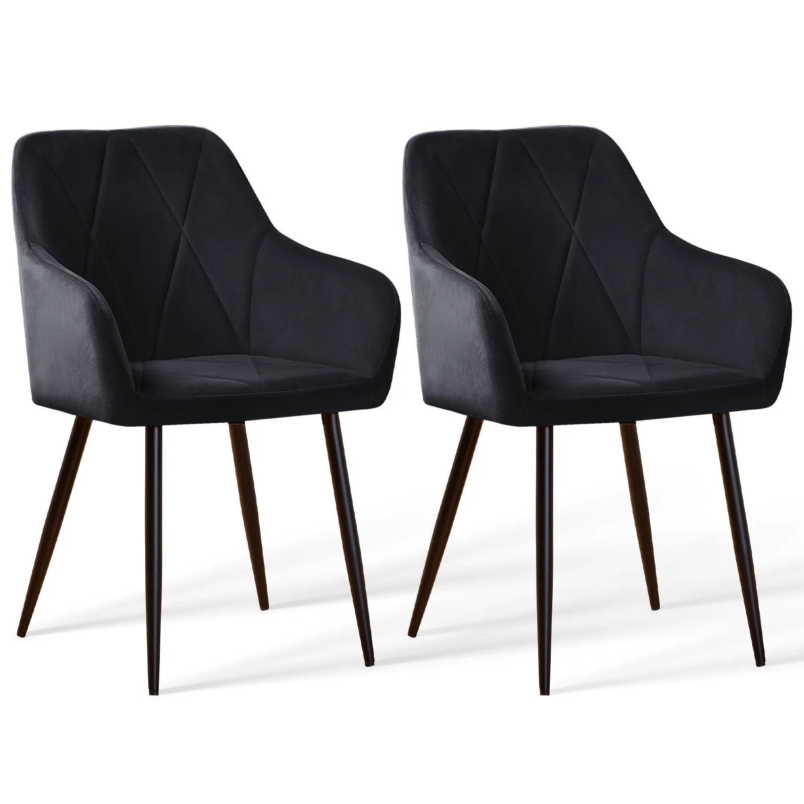 AINPECCA Set of 2 Velvet Suede Dining Chair Covers Modern Armchairs with Thick Backrest And Metal Legs for Kitchen & Living Room