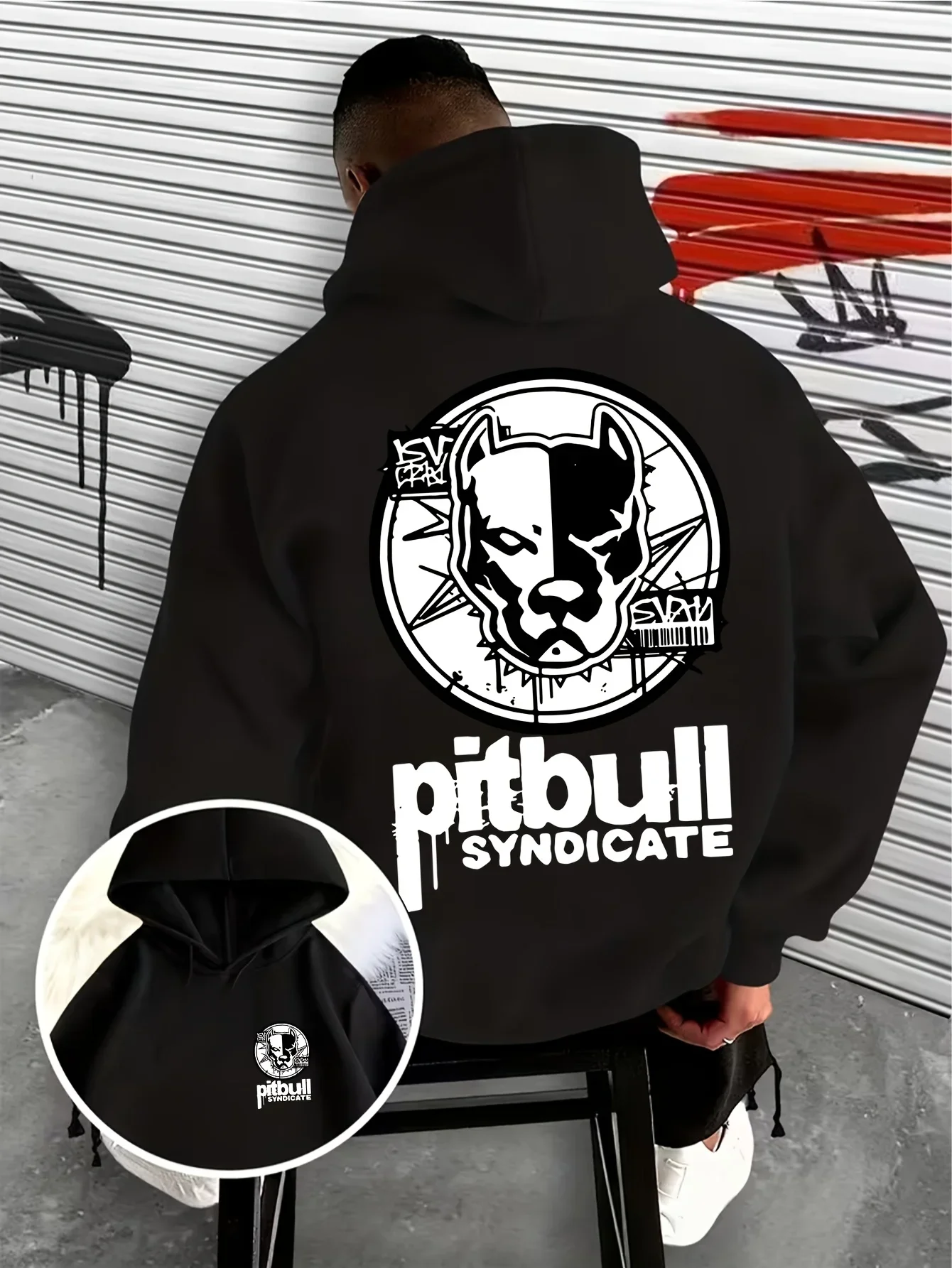 Trending Pitbull Syndicate Pit Bull Dog Print Hoodie Men Women Streetwear Casual Loose Oversized Hooded Top