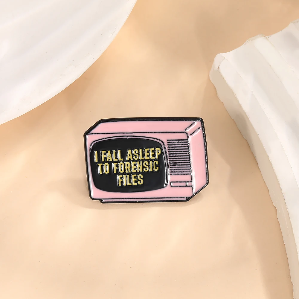 رسالة I Fall Sleep إلى الملفات الشرعية دبابيس المينا دبابيس على شكل تلفزيون وردي عتيق