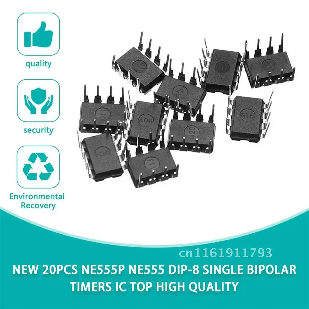 New 20PCS NE555P NE555 DIP-8 Single BIPOLAR TIMERS IC Tabletop Socket TOP High Quality ONLENY