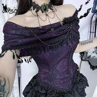[You're My Secret] Gothic Style Off-Shoulder Top Dark Purple Lolita Set Off Shoulder Top Fashion Spring Summer Women's Clothing