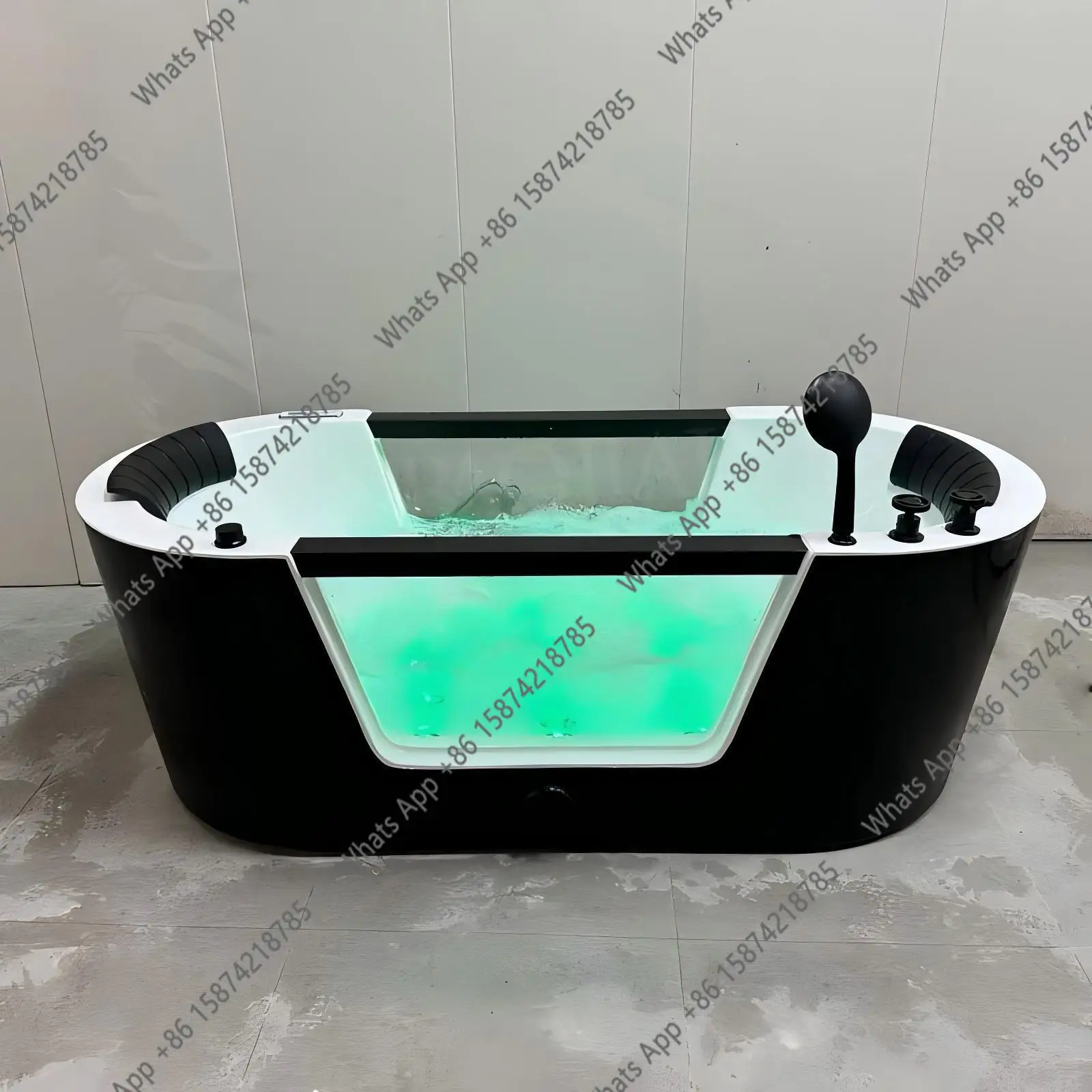 Kk Freestanding Seamless Integrated Bathtub Acrylic Surf Massage Thermostatic Adult Bathtub See-through Glass Bathtub