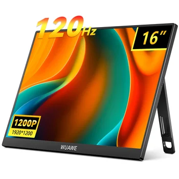 Monitor portátil para jogos de alumínio, alta qualidade, 120hz, com suporte, 16 polegadas, 1200p, segunda tela externa para pc, telefone, laptop, xbox, mac