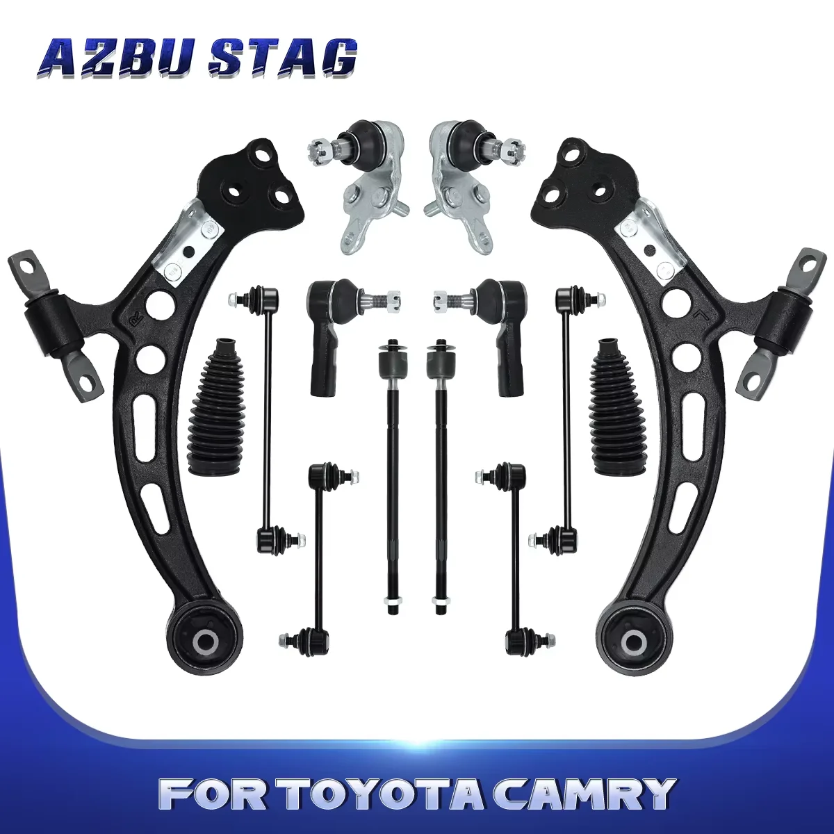 AzbuStag 14Pcs Front Lower Control Arm Suspension Sway Bar Link Tie Rod Kits for TOYOTA CAMRY AVALON LEXUS ES300 1997-2001