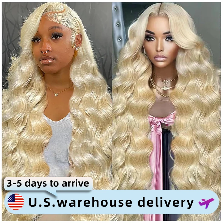 

Blonde613 40Inch Body Wave 13x6 HD Transparent Lace Frontal Human Hair Wigs 250Density Lace Front Brazilian Pre Plucked Hair Wig